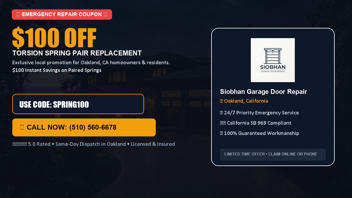 $100 OFF Heavy-Duty Torsion Spring Pair Replacement in Oakland, CA