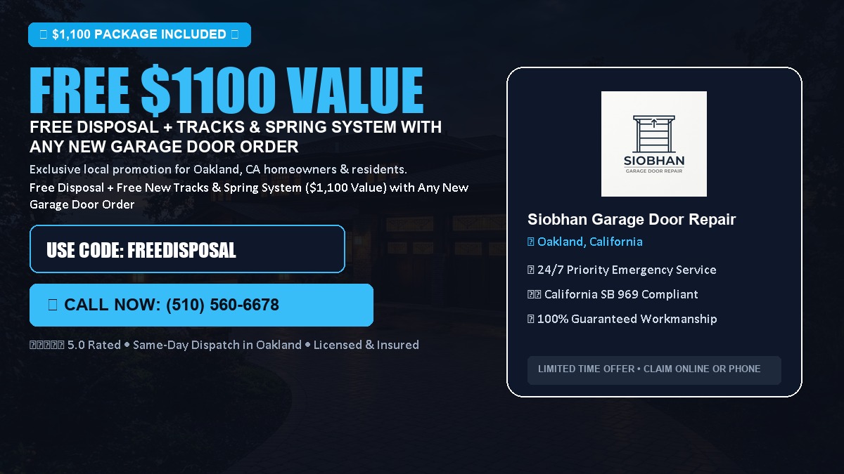Free Disposal + Free New Tracks & Spring System with Any New Garage Door Order ($1100 Value) in Oakland, CA